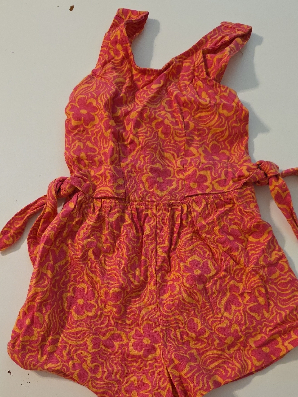 Vince Camuto Pink and Yellow Patterned Romper